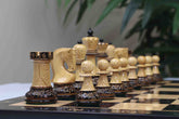 Zagreb '59 Series Luxury Chessmen in Lacquered Burnt Golden Rose/ Boxwood - 3.75" King Height